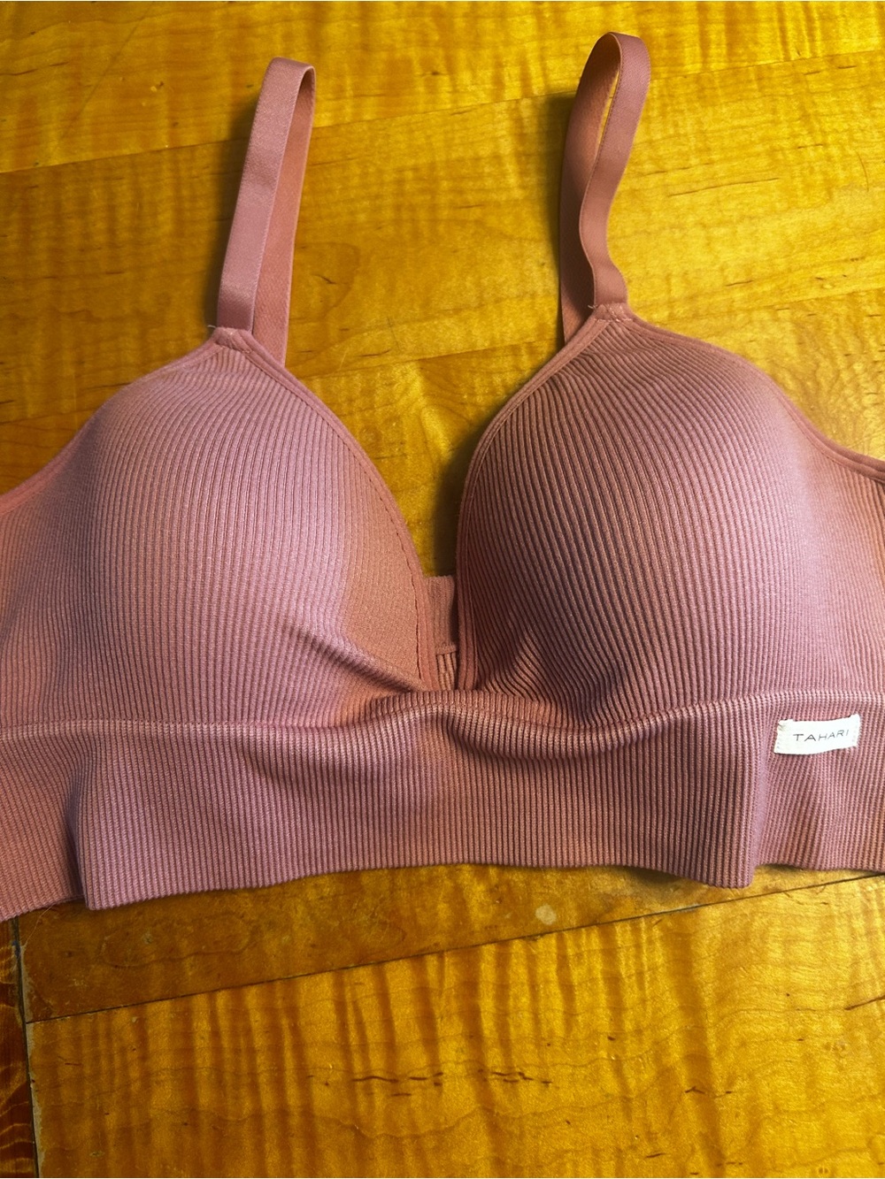 Tahari Ribbed Molded Bralette in Dusty Rose